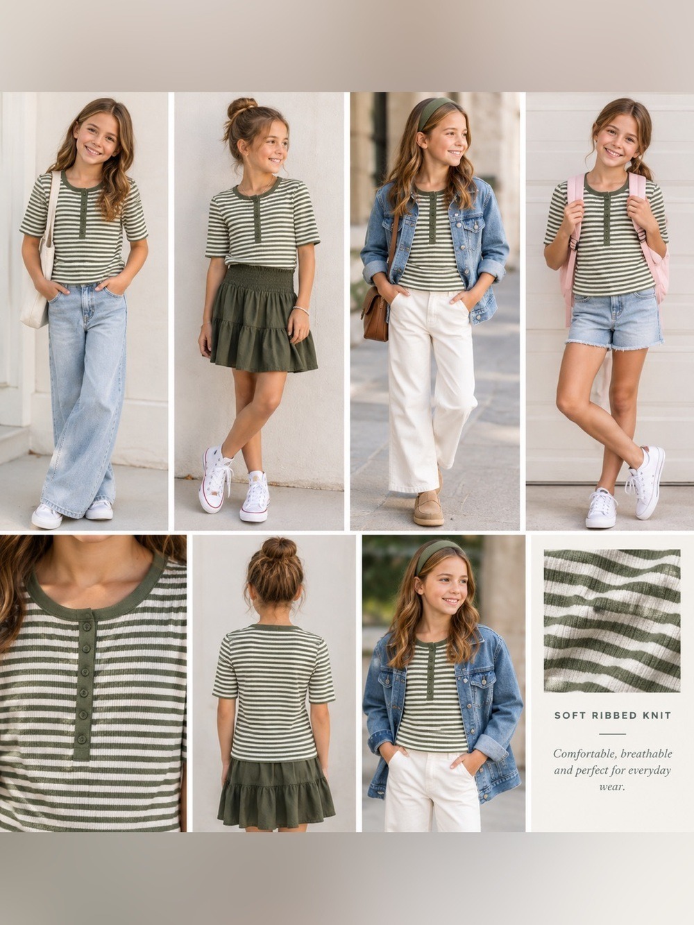 Green Striped Girls Knit top from GAP